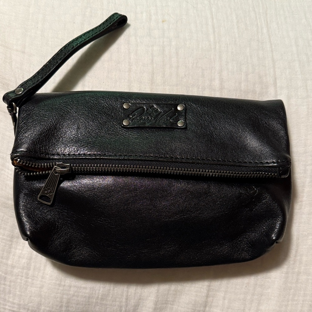 Patricia Nash Black Leather Wristlet